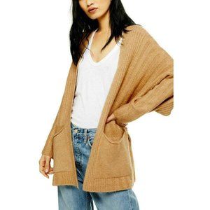 Topshop Camel Long Cardigan Sweater Size 12 New